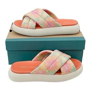 Toms Candy Pink Tie Dye REPREVE Alpargata Mallow Crossover Slide Sandals Size 9